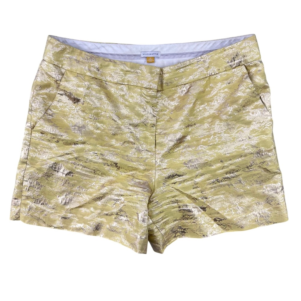 Leifsdottir Metallic Brocade Shorts Women 10 Gold Lurex Anthropologie Dressy‎